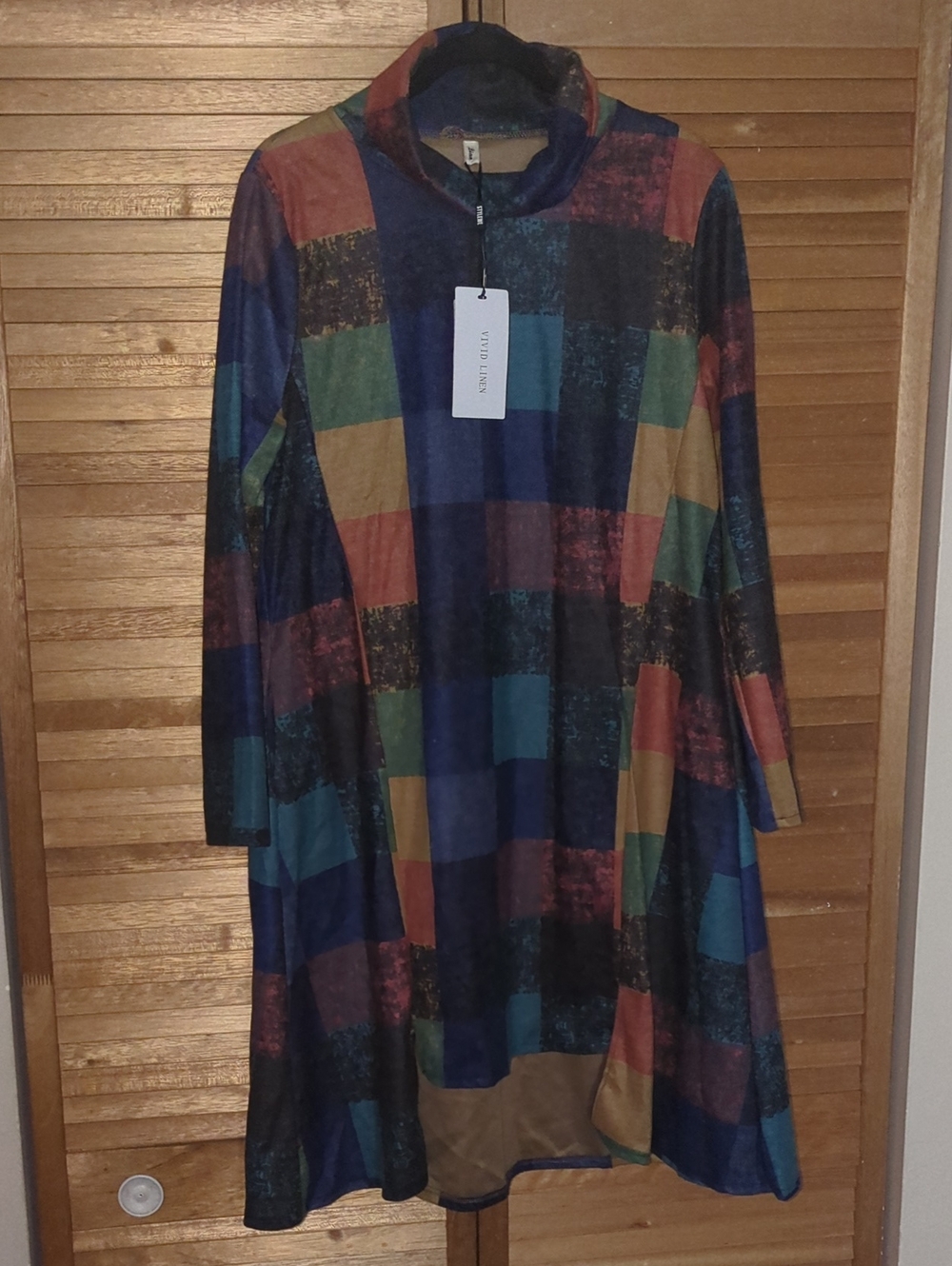 Vivid Linen Multicolor Patchwork Tunic Dress NWT - Picture 3 of 9